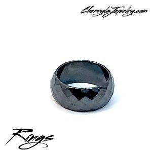Cherryl's Jewelry - Wide Faceted Hematite Band Ring Cherryl's Jewelry - Wide Faceted Hematite Band Ring
